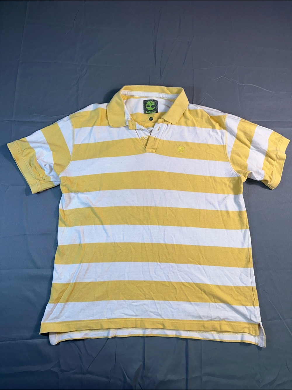 TIMBERLAND Mens Polo Shirt XLarge Yellow Striped Cotton Retro
